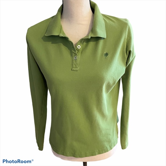 Lilly Pulitzer Green Long-Sleeved Polo | Size Medium - Picture 2 of 6